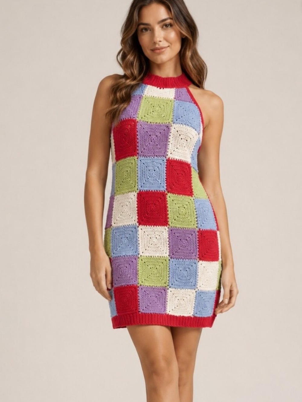DESIGN 365 NWT CROCHET PATCHES KNIT DRESS